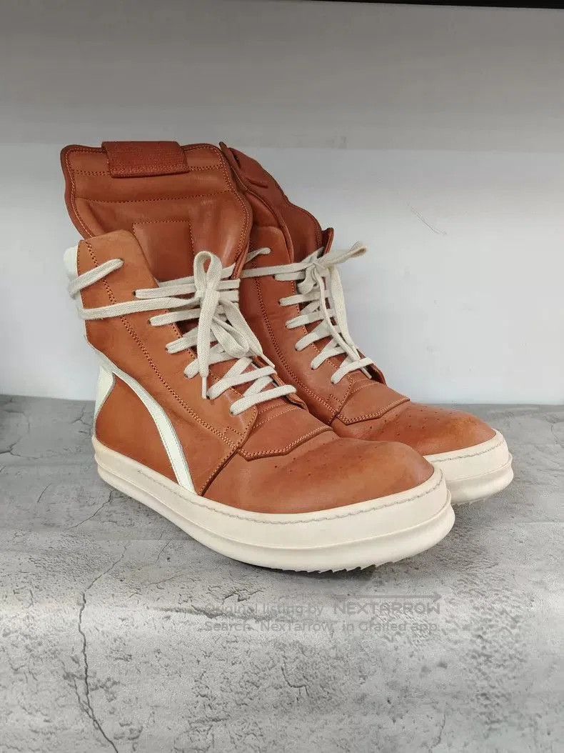 Rick Owens Rick Owens Geobasket Leather Sneaker in Orange. Size US 7.5 / EU 40-41 - 3 Thumbnail