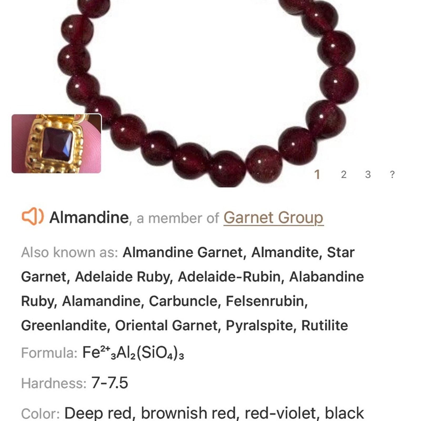 Handmade Handcrafted white Pearl genuine almandine garnet necklace Size ONE SIZE - 12 Thumbnail