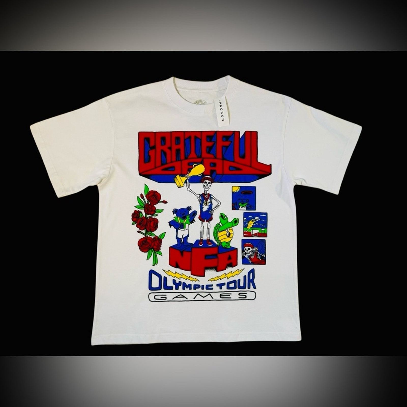 Grateful Dead Grateful Dead Olympic Tour Tee - White with Red and Blue Size US M / EU 48-50 / 2 - 1 Thumbnail