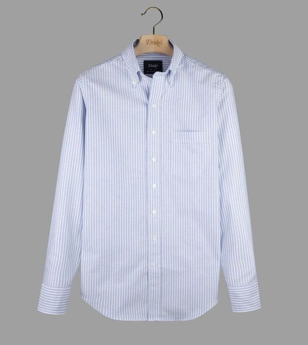 Drakes Drakes Reverse Striped Cotton OCBD Shirt Size 39 15 1/2