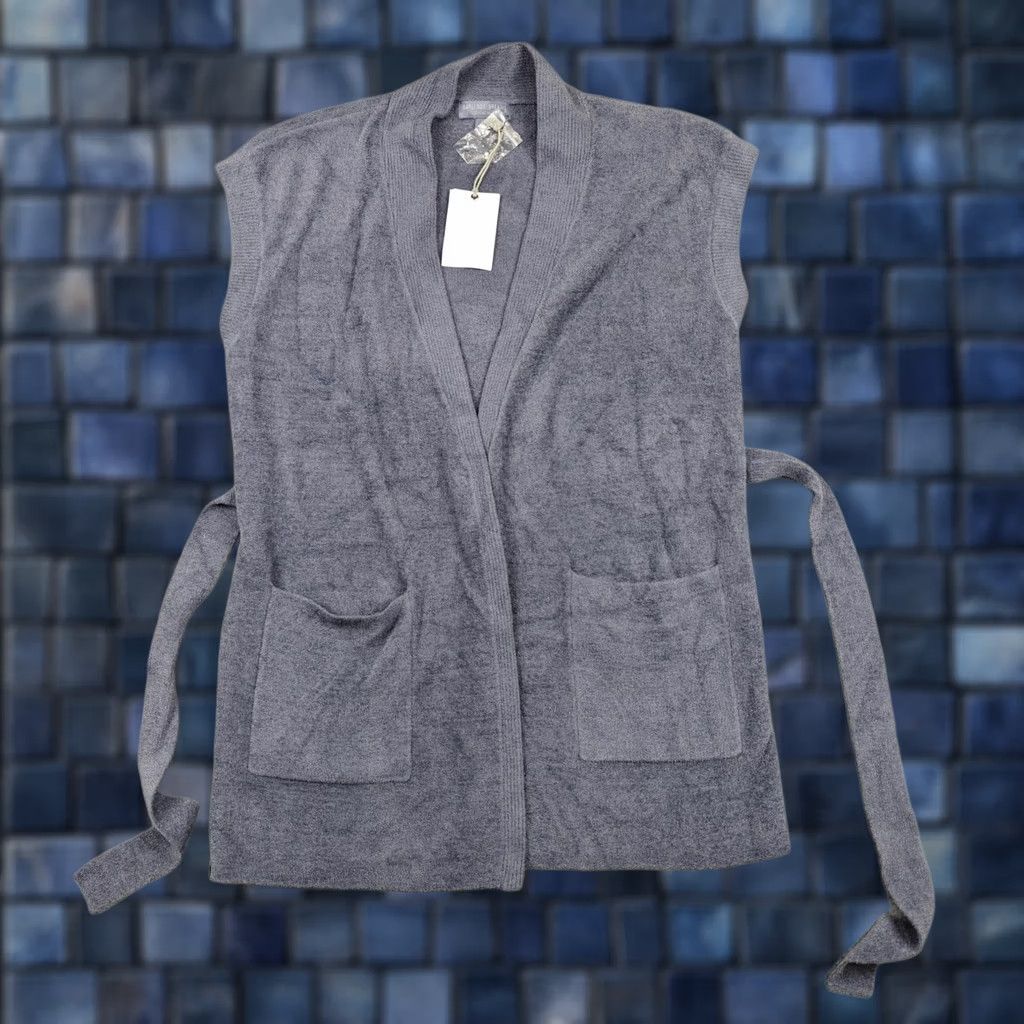 Vintage Barefoot Dreams Sweater Vest Womens XS Blue CozyChic Ultra Lite Tie Waist New Size XS / US 0-2 / IT 36-38 - 1 Thumbnail