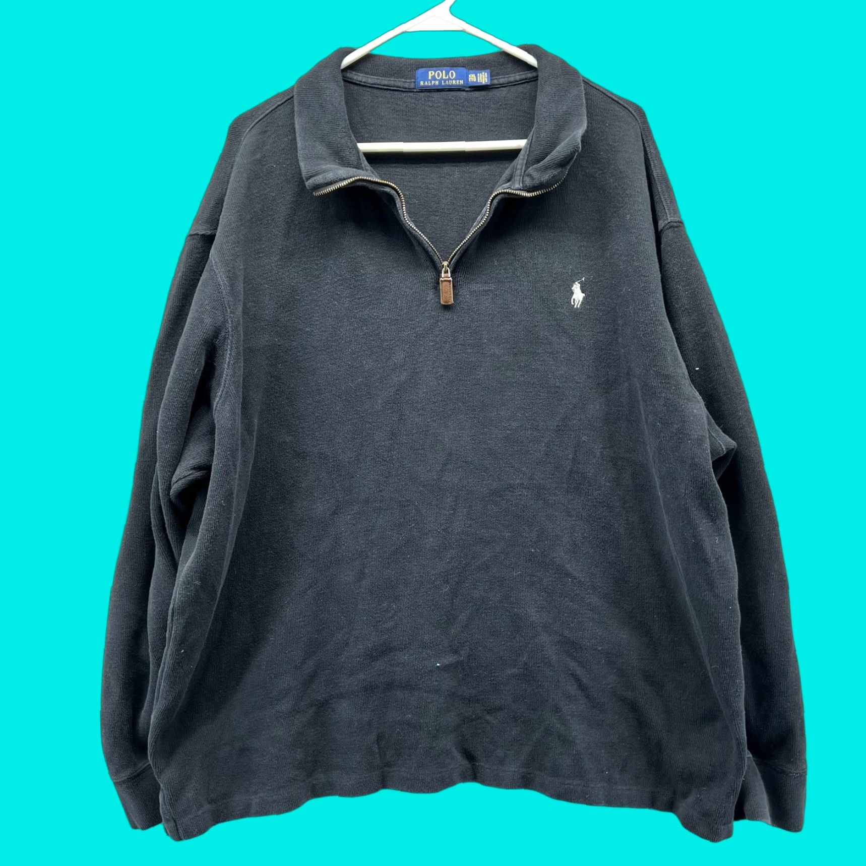 Polo Ralph Lauren Polo Ralph Lauren Sweater Mens 2XL Black Quarter Zip Collared Pullover Knit Size US XXL / EU 58 / 5 - 1 Thumbnail