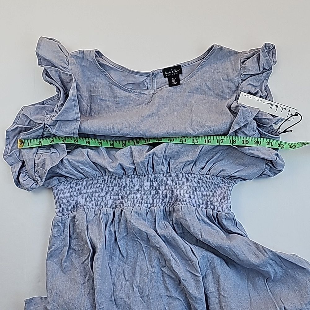 Nicole Miller Nicole Miller -769 NWT Lighy Blue Smocked Waist Linen Blend Size L / US 10 / IT 46 - 7 Thumbnail