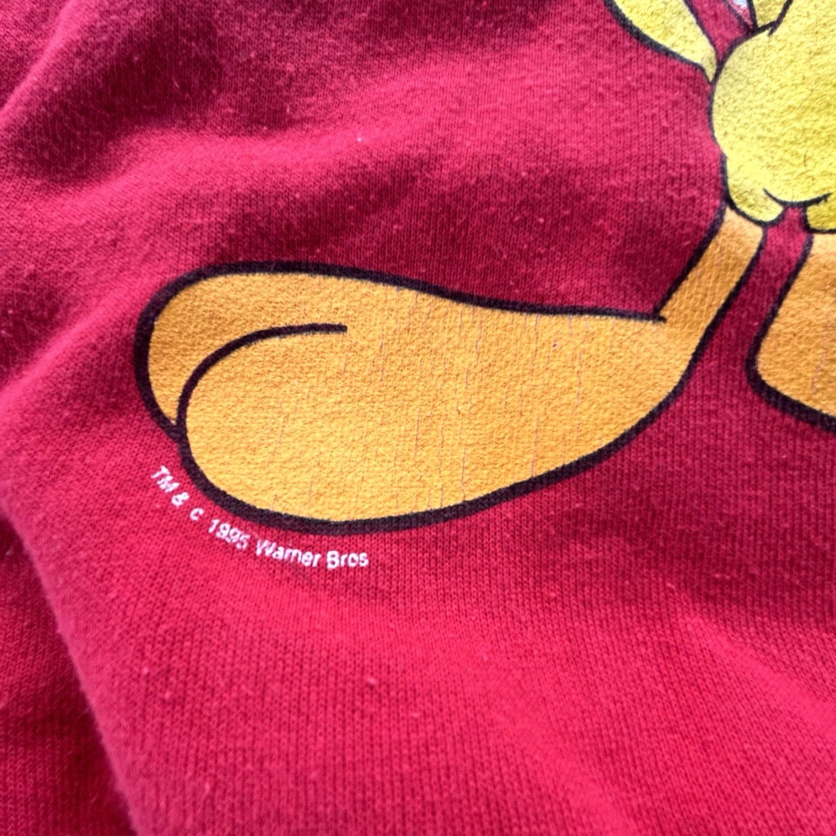 Tultex VTG Tultex Sweatshirt Shirt Adult XL Red Tweety Bird Looney Tunes Logo Pullover Crew Neck Long Sleeve Winter Fall Spring Women Mens Girls Boys Size XL / US 12-14 / IT 48-50 - 3 Thumbnail