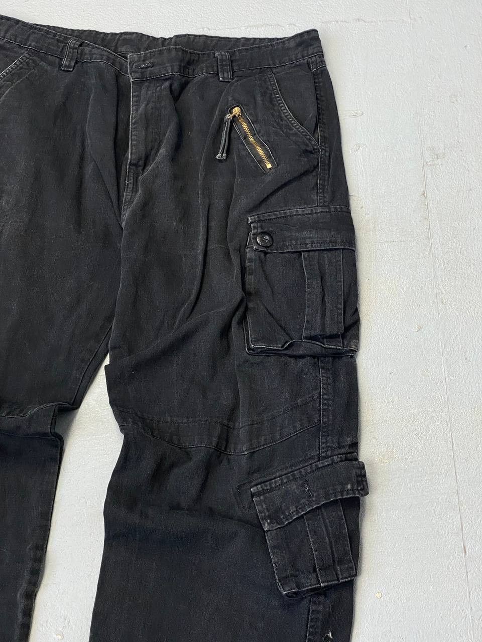 Jean × Vintage Crazy Vintage 90s Carhartt Style Baggy Black Cargo Pants Size US 36 / EU 52 - 4 Thumbnail