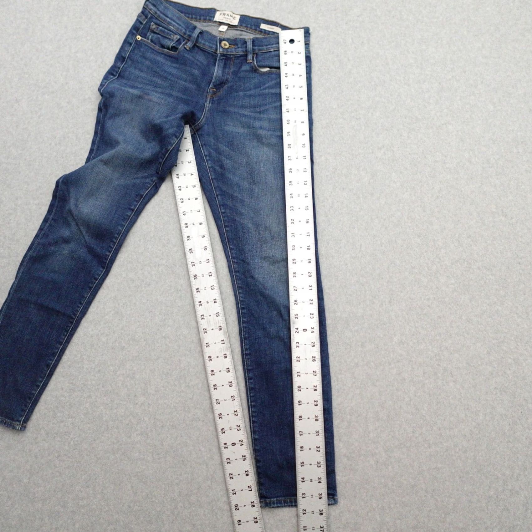 Frame FRAME Jeans Womens 25x28 Blue Medium Wash Distressed Denim Skinny Shirt/Jeans (Adult Women) Size 42" / US 20 - 3 Thumbnail