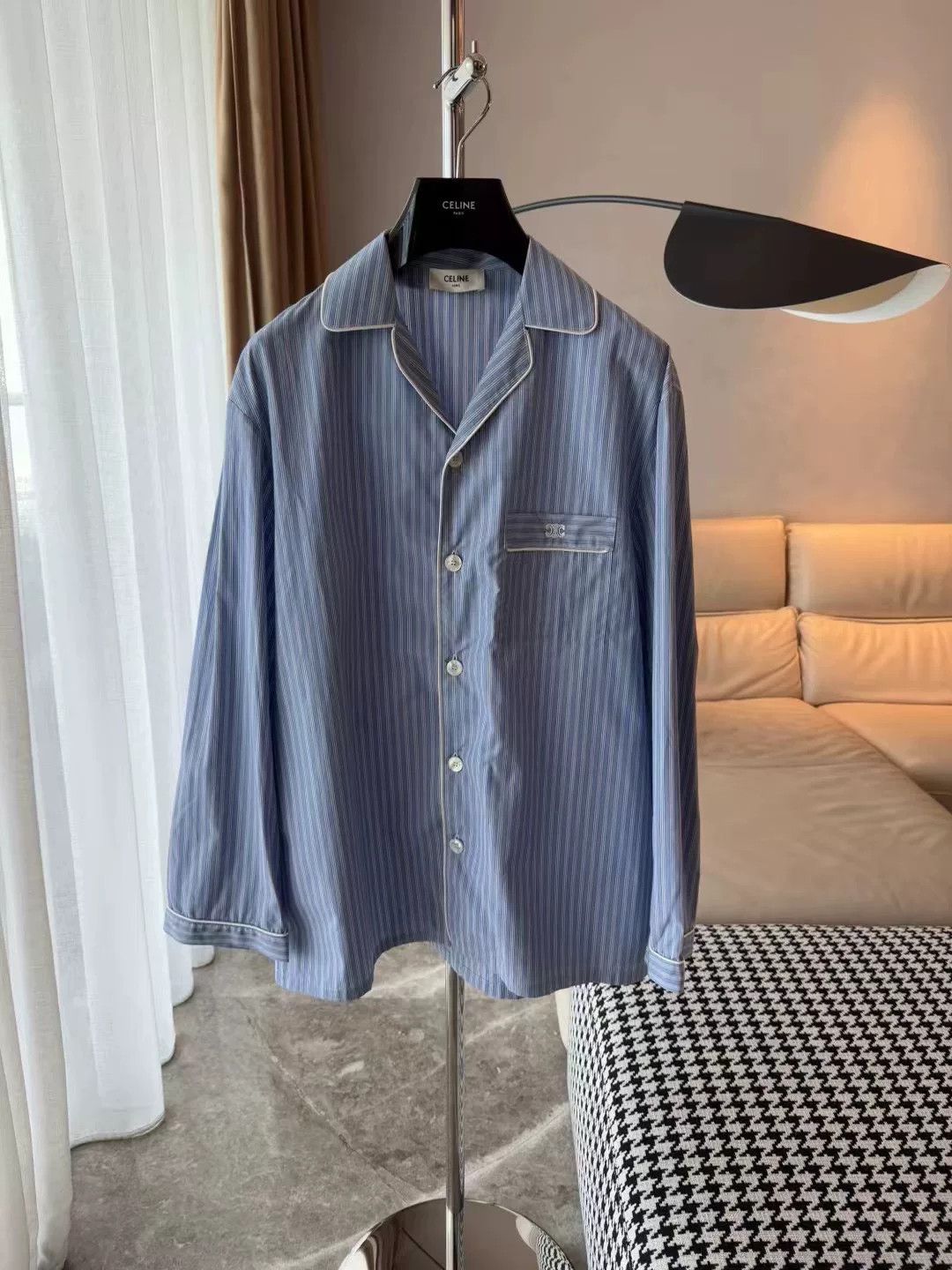 Celine Celine Striped Embroidered Shirt for Men Size US M / EU 48-50 / 2 - 1 Thumbnail