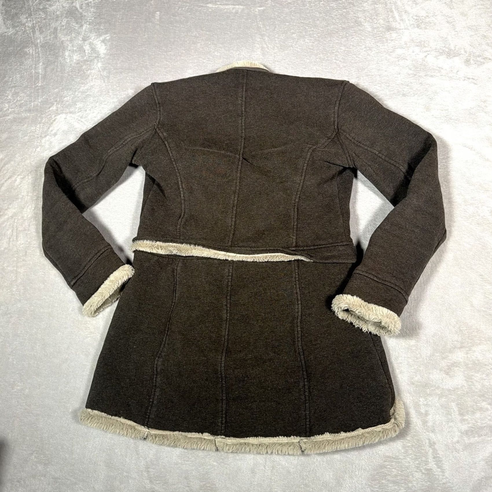 Athleta Athleta Jacket Womens Medium Brown Faux Suede Shearling Lined Convertible Motorcycle Jacket Size M / US 6-8 / IT 42-44 - 6 Thumbnail