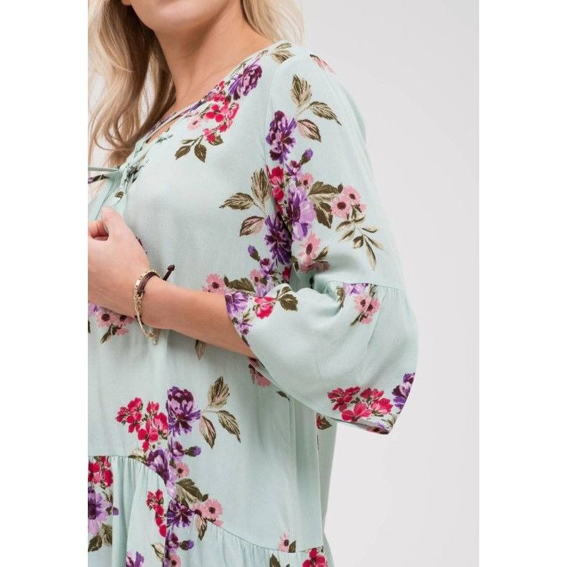 Other Blu Pepper Floral Tunic Top W/ Lace-Up Neckline & Ruffle Hem Size M / US 6-8 / IT 42-44 - 2 Thumbnail