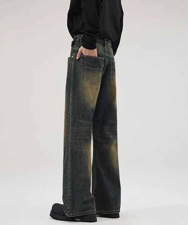 Japanese Brand Maki Men's vintage distressed washed loose flared jeans Size US 32 / EU 48 - 5 Thumbnail