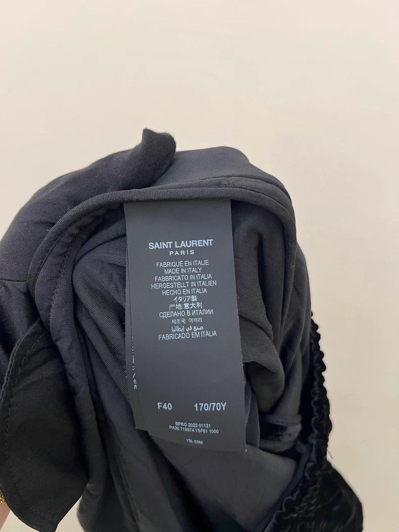 Saint Laurent Paris Saint Laurent Paris Black velvet wide-leg pants Size 39" - 4 Thumbnail
