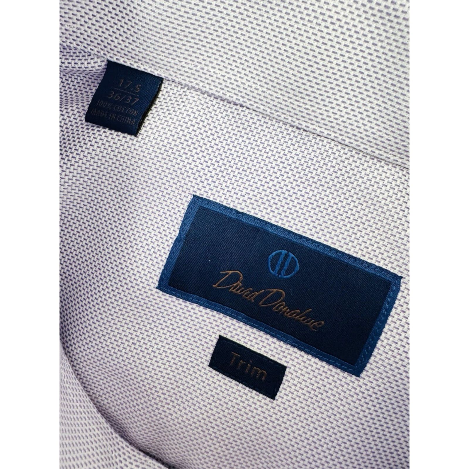 David Donahue DAVID DONAHUE Dress Shirt - 17.5 36/37 Slightly Textured Pinkish Purple Button-Down 34" L 25.5" Pit to Pit Mens Shirt Size 48R - 4 Thumbnail