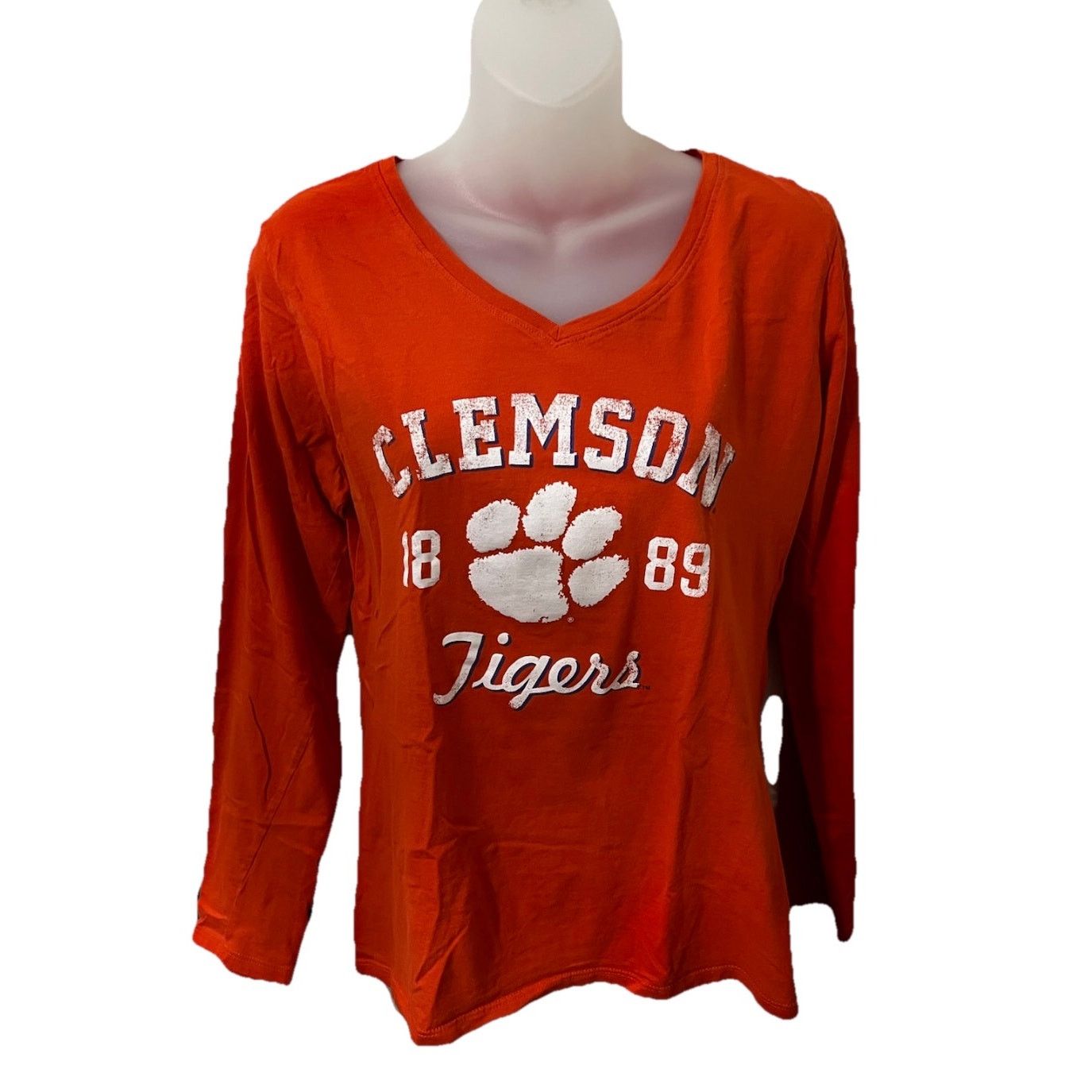Russell Athletic Clemson Tigers 1889 Paw Logo Long Sleeve T-Shirt V-neck L Size L / US 10 / IT 46 - 1 Thumbnail