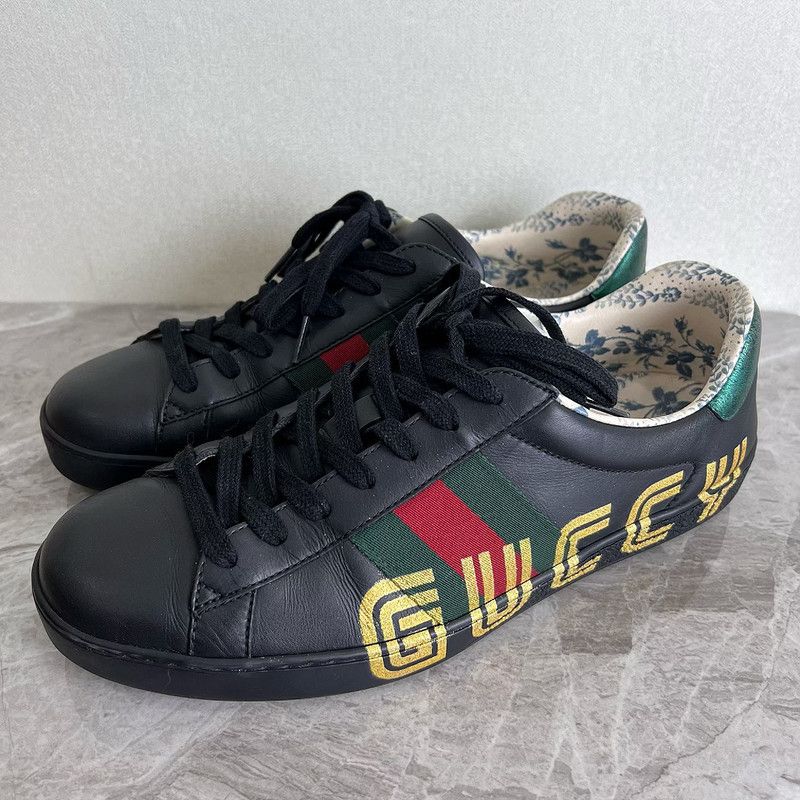 Gucci Gucci Ace Leather Floral Print Low-Top Sneakers 0079 Size US 9 / EU 42 - 1 Thumbnail