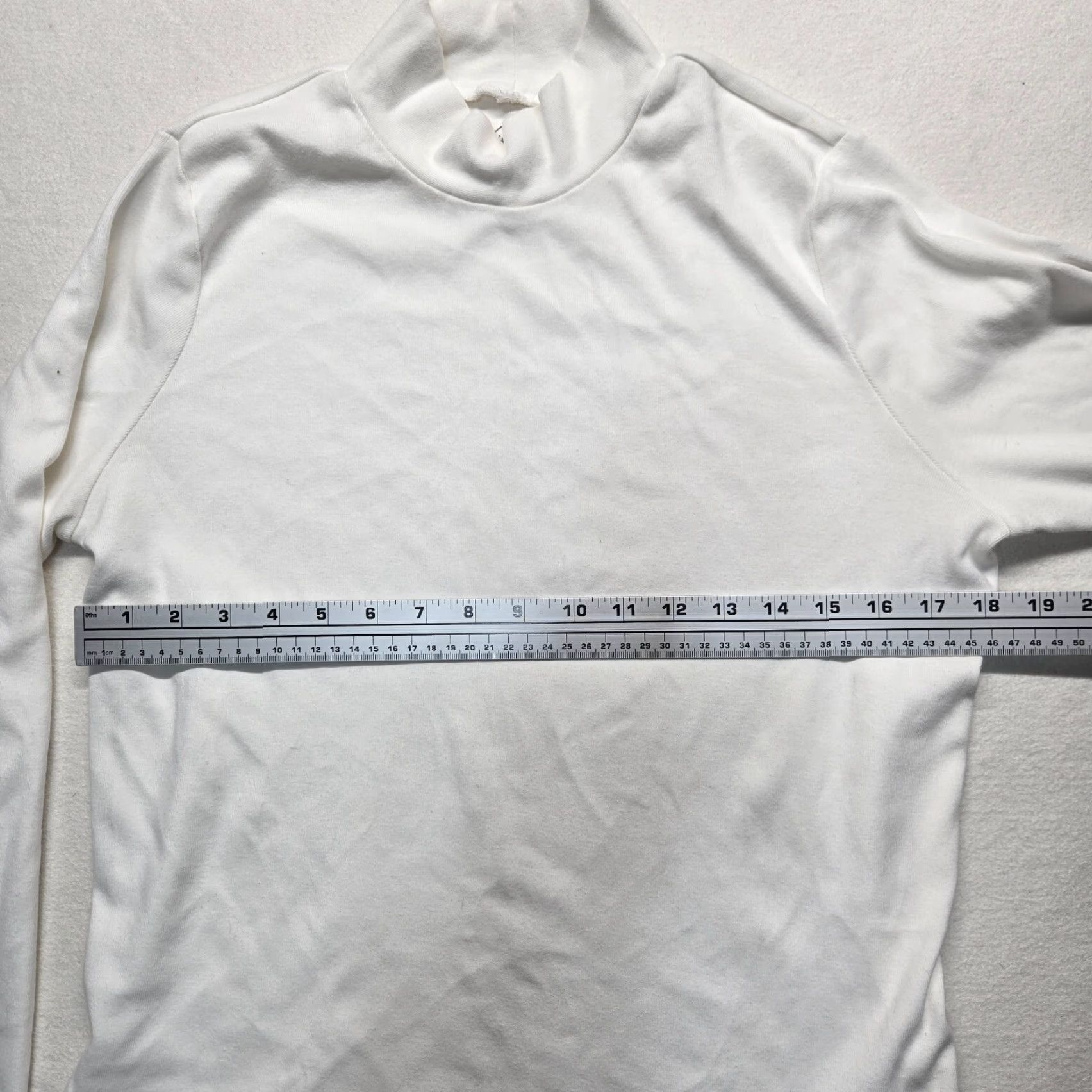 Vintage Kim Rogers Women's Turtleneck Knit Pullover Sweater - Ivory - Long Sleeve - Cotton Blend - Petite Size PL - Fall Winter Classic Shirt Mens? Size L / US 10 / IT 46 - 3 Thumbnail