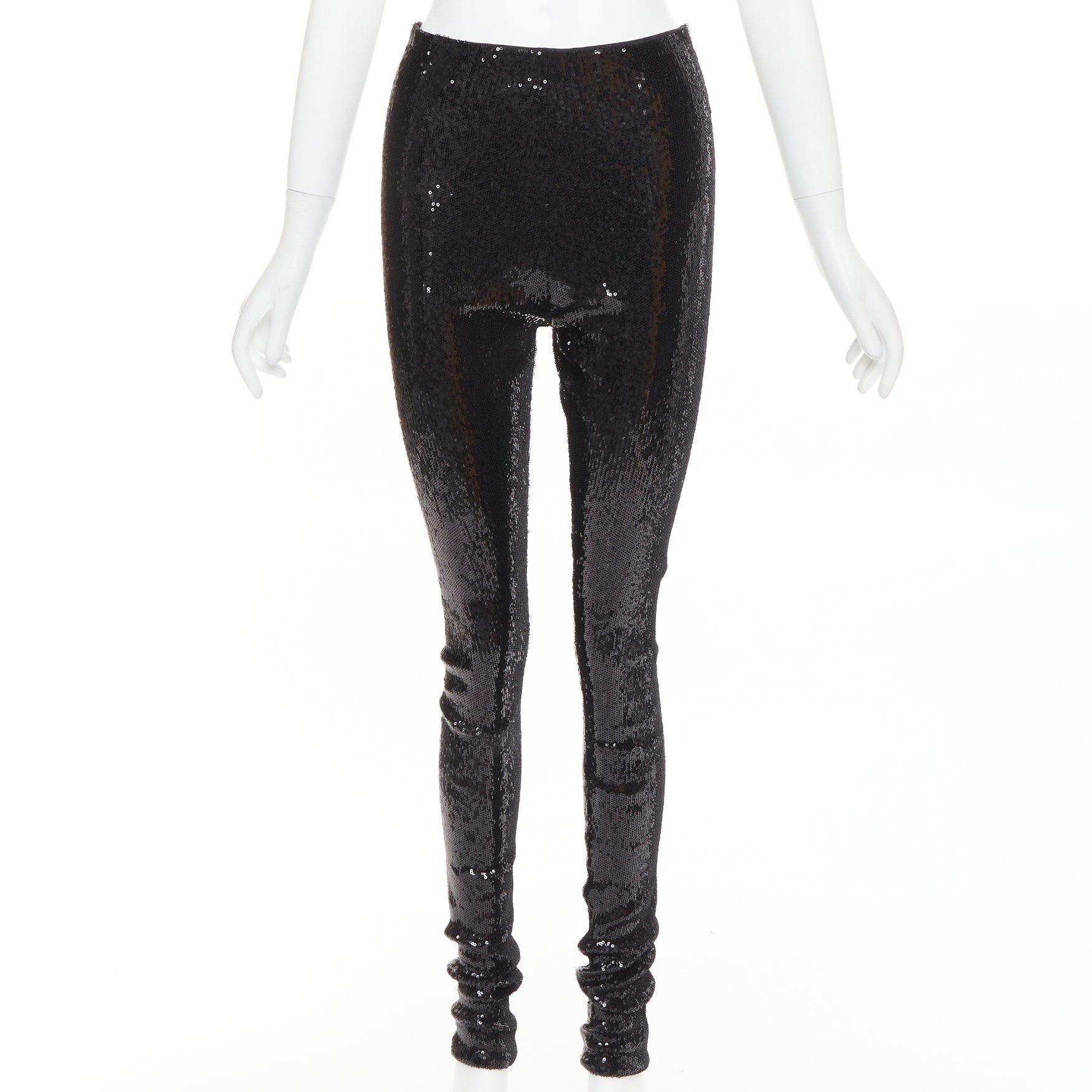 Alexandre Vauthier ALEXANDRE VAUTHIER black pailette sequins stretchy legging pants Size 26" / US 2 / IT 38 - 1 Thumbnail