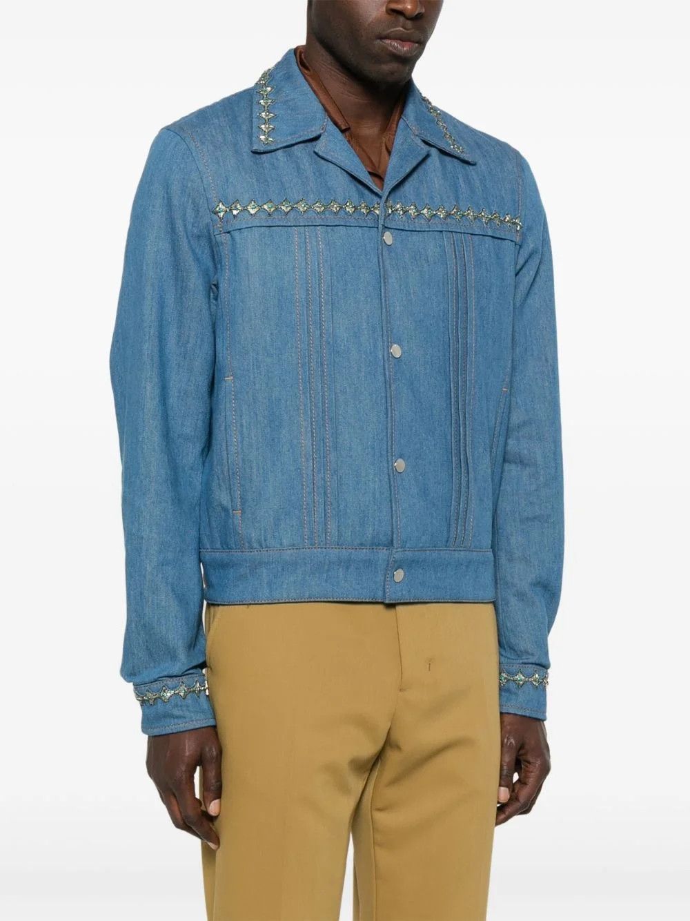 Amiri oc11z0426 Crystal-Embellished Pleated Jacket in Blue Size US S / EU 44-46 / 1 - 3 Thumbnail