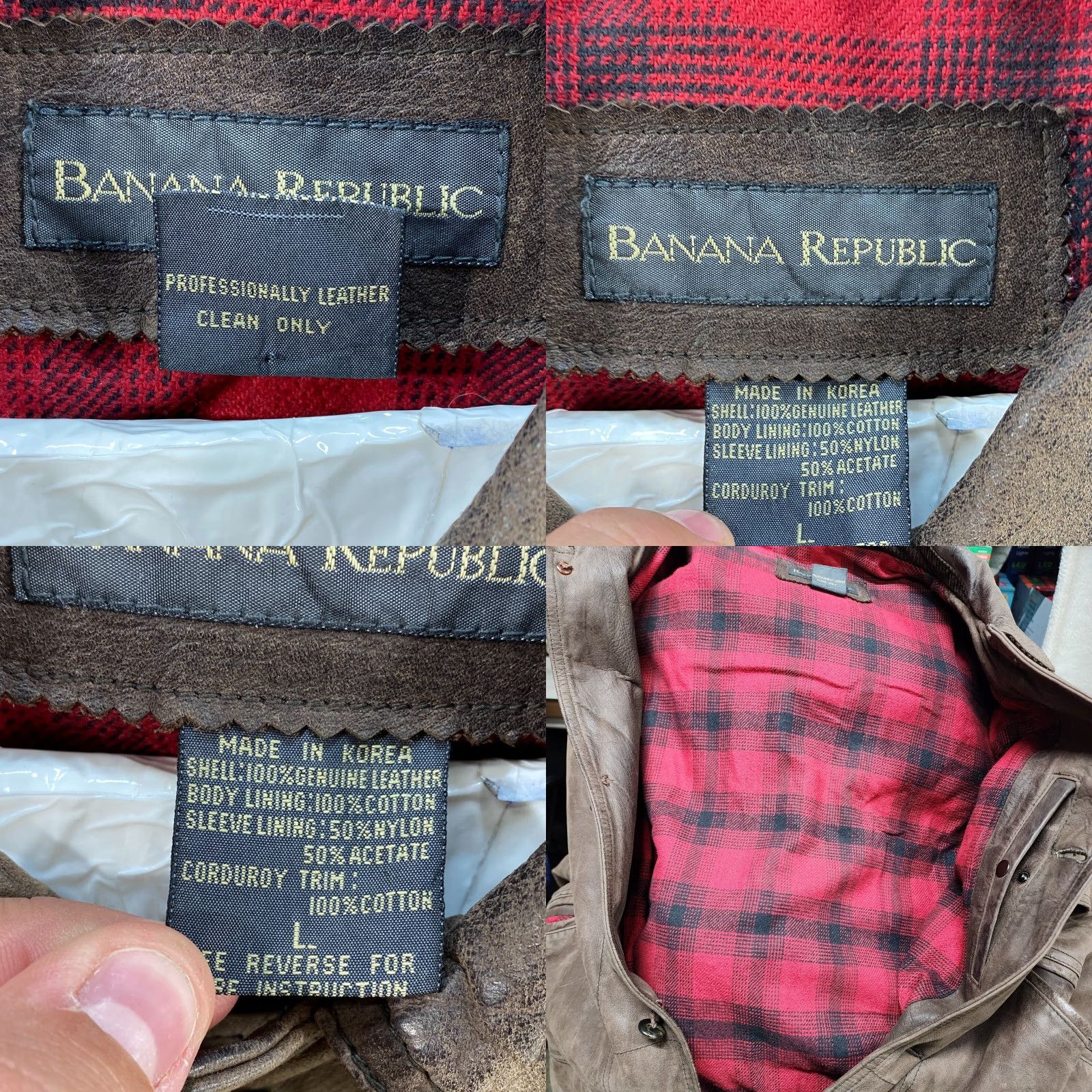 Banana Republic VINTAGE Banana Republic Brown Leather Heavy Button Up Coat Flannel Lined Large Men Coat Long Size US L / EU 52-54 / 3 - 8 Thumbnail