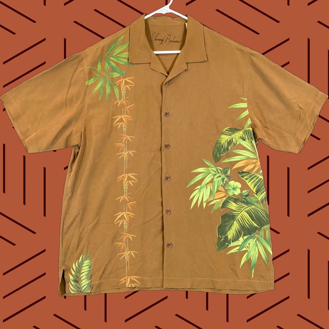 Tommy Bahama Tommy Bahama Shirt Mens Large Brown Green Floral Silk Button Up Outdoors S/S Size US L / EU 52-54 / 3 - 1 Thumbnail