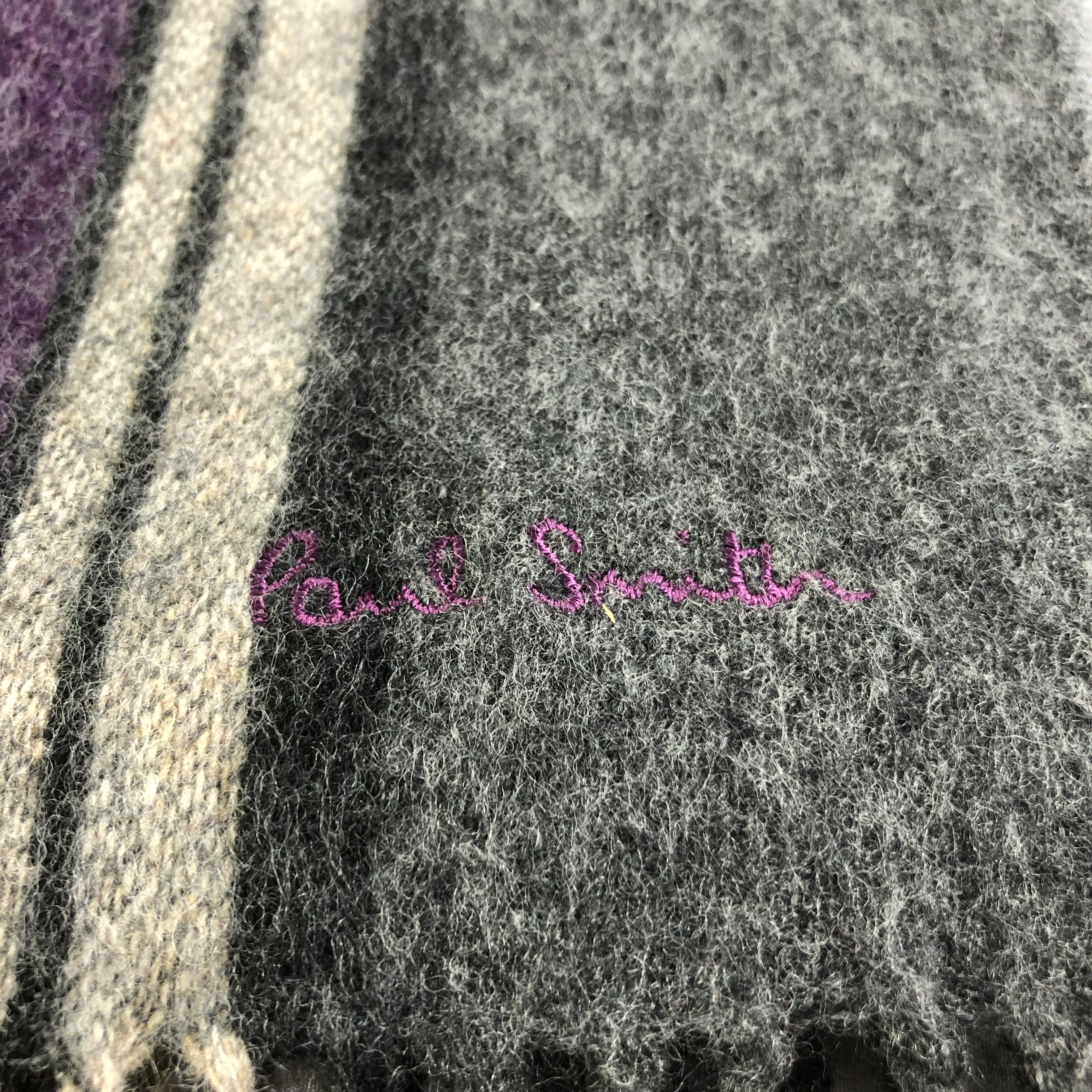 Paul Smith Paul Smith Grey Striped Wool Scarf Muffler V1553 Size ONE SIZE - 4 Thumbnail