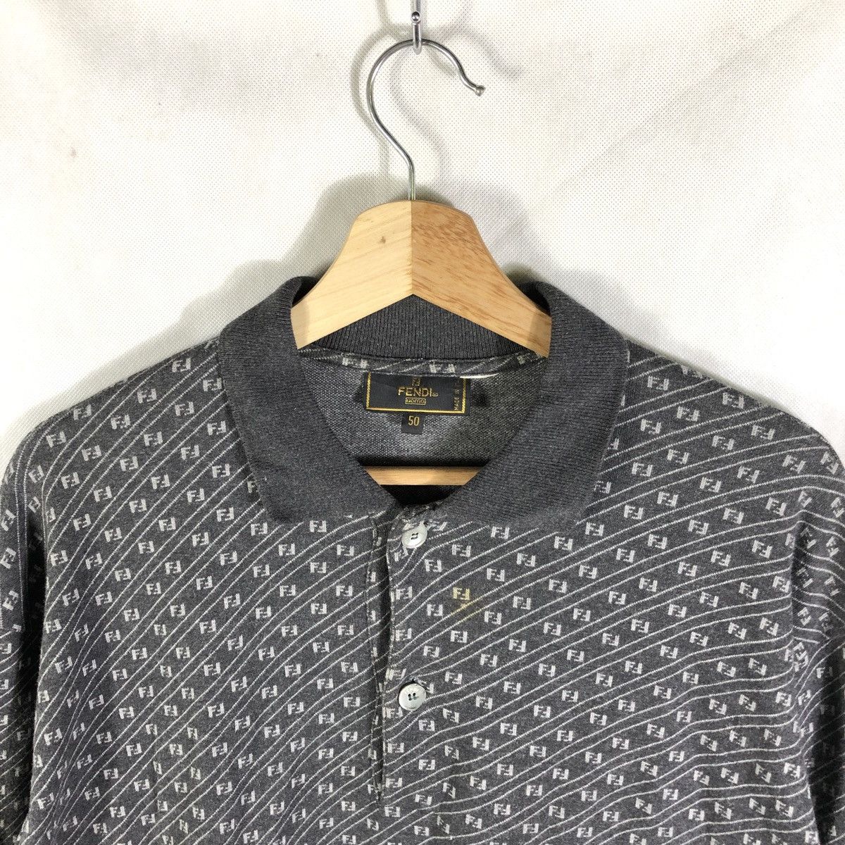 Fendi × Vintage Vintage Fendi FF Monogram Polo Long-sleeves Tshirt Size US L / EU 52-54 / 3 - 3 Thumbnail