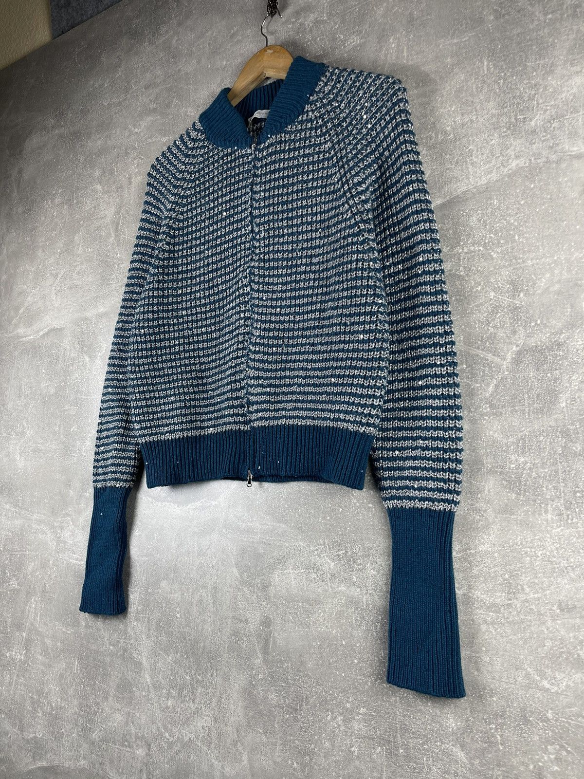 Other Rocco Ragni Cashmere Blue Knit Jacket Size 44 Made in Italy Size M / US 6-8 / IT 42-44 - 2 Thumbnail