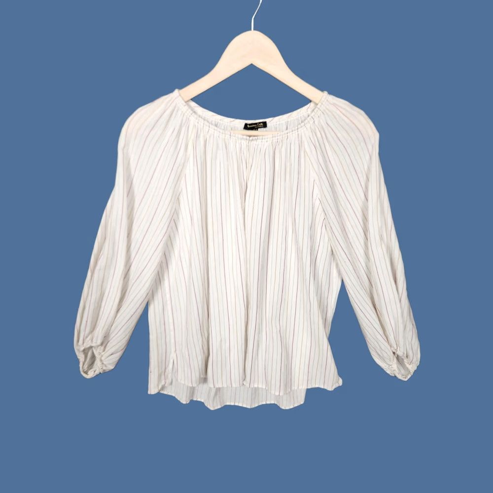 Massimo Dutti Massimo Dutti Womens 4 White Stripe Peasant Blouse Long Sleeve Boho Shirt Top Size S / US 4 / IT 40 - 1 Thumbnail