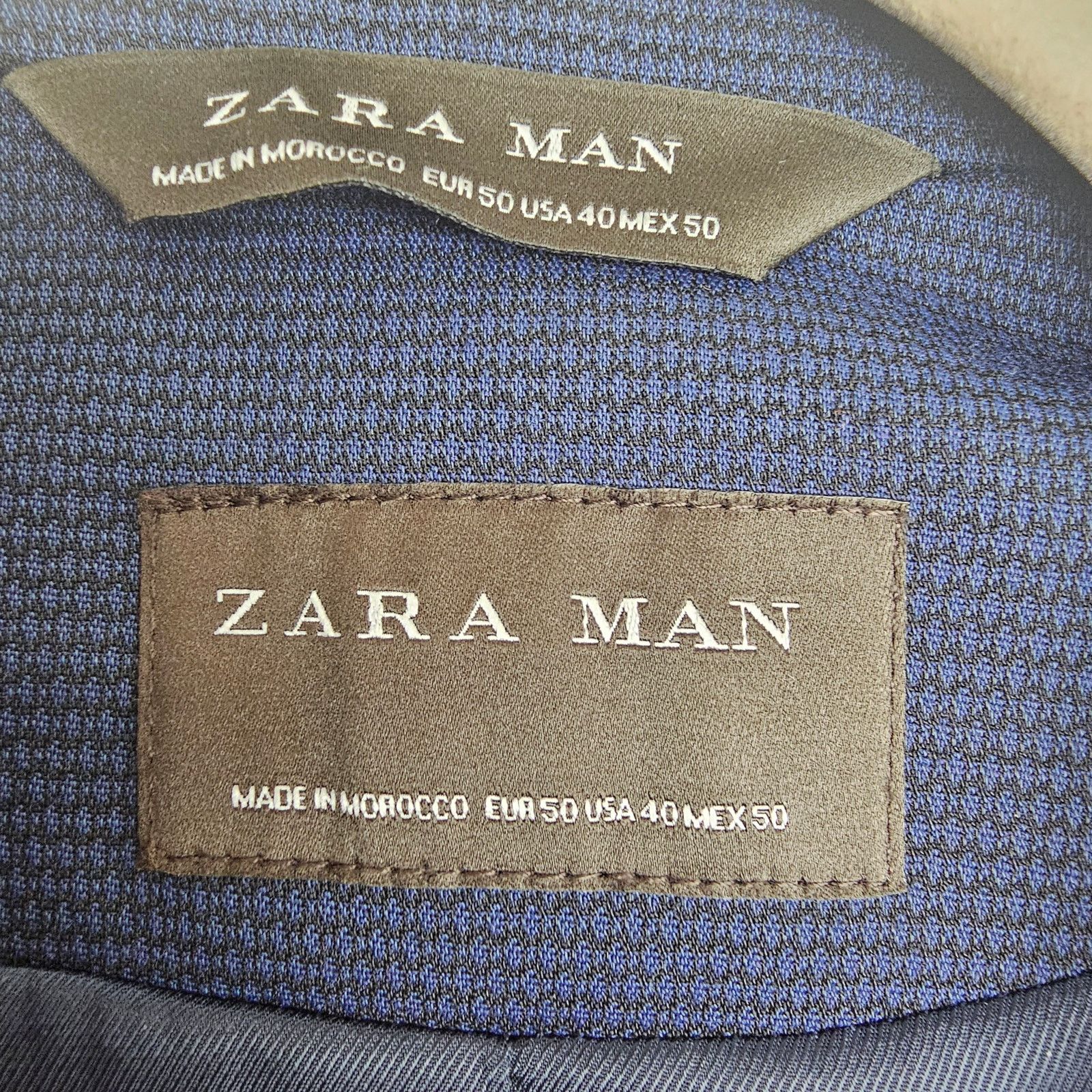 Zara Zara Mens Blazer Size 40 Navy Blue Two Button Peak Lapel Size 40R - 6 Thumbnail
