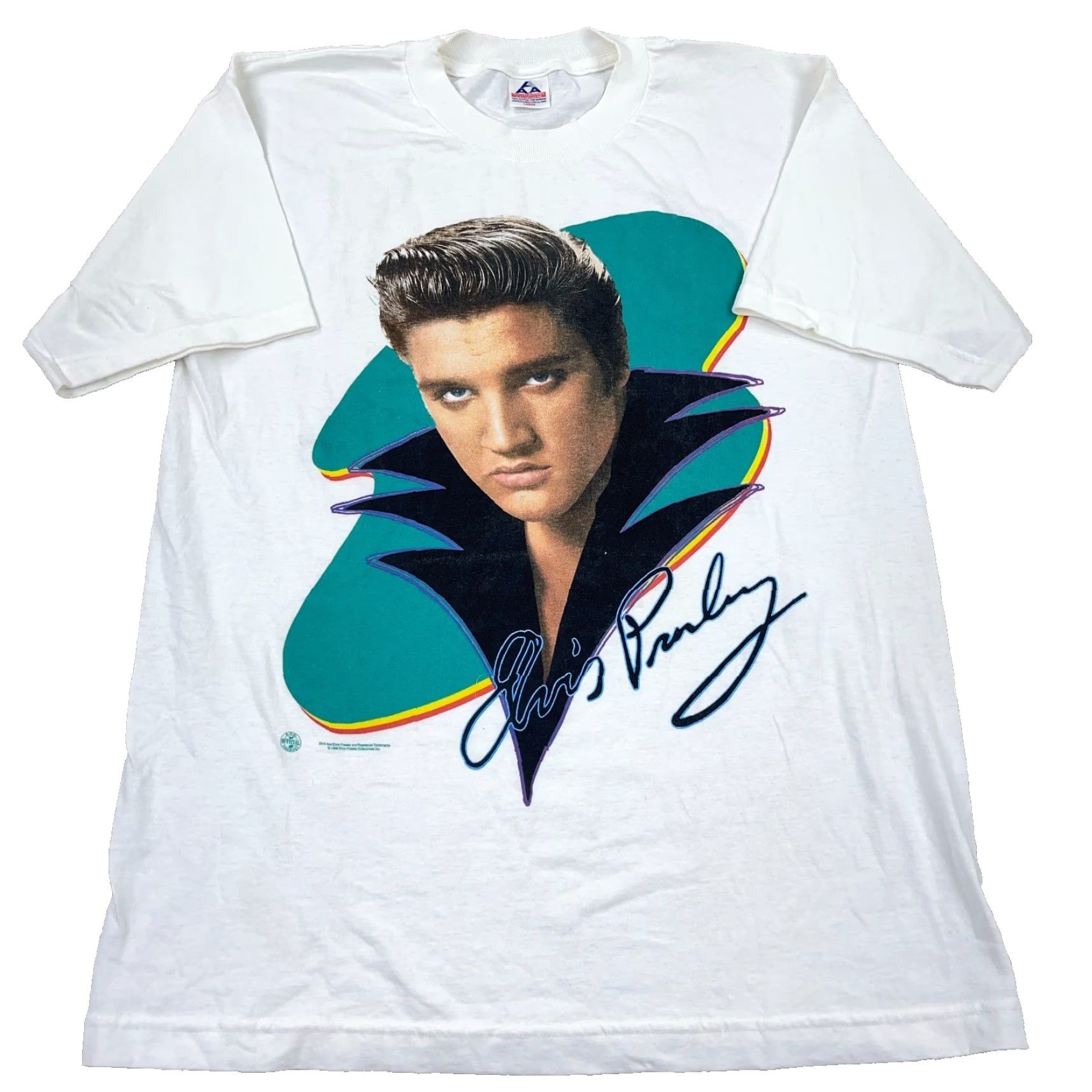 AAA VINTAGE Elvis Presley Shirt Men Large White Band Tee 90s 1996 Adult Original Size US L / EU 52-54 / 3 - 2 Thumbnail
