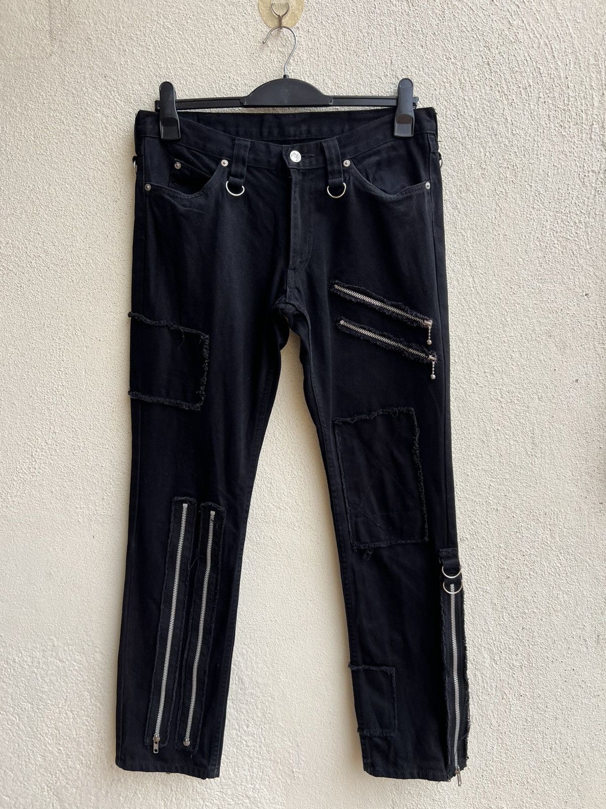 Japanese Brand Vintage King Mob Japan Black Denim Bondage Trouser Jeans Size US 32 / EU 48 - 1 Thumbnail