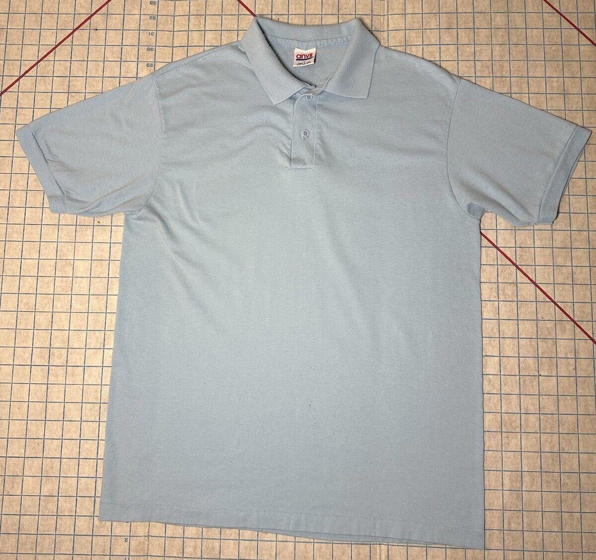 Anvil Vintage 90's Blank Polo Shirt Men's Large Blue USA Blank Size US L / EU 52-54 / 3 - 1 Thumbnail