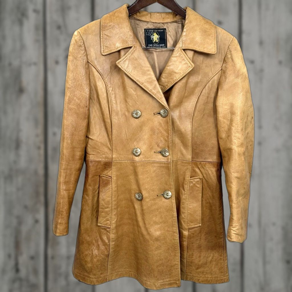 Golden Bear VINTAGE Golden Bear Jacket Mens M Overcoat Leather 80s Brown Adult Medium Mens Jacket Size US M / EU 48-50 / 2 - 1 Thumbnail