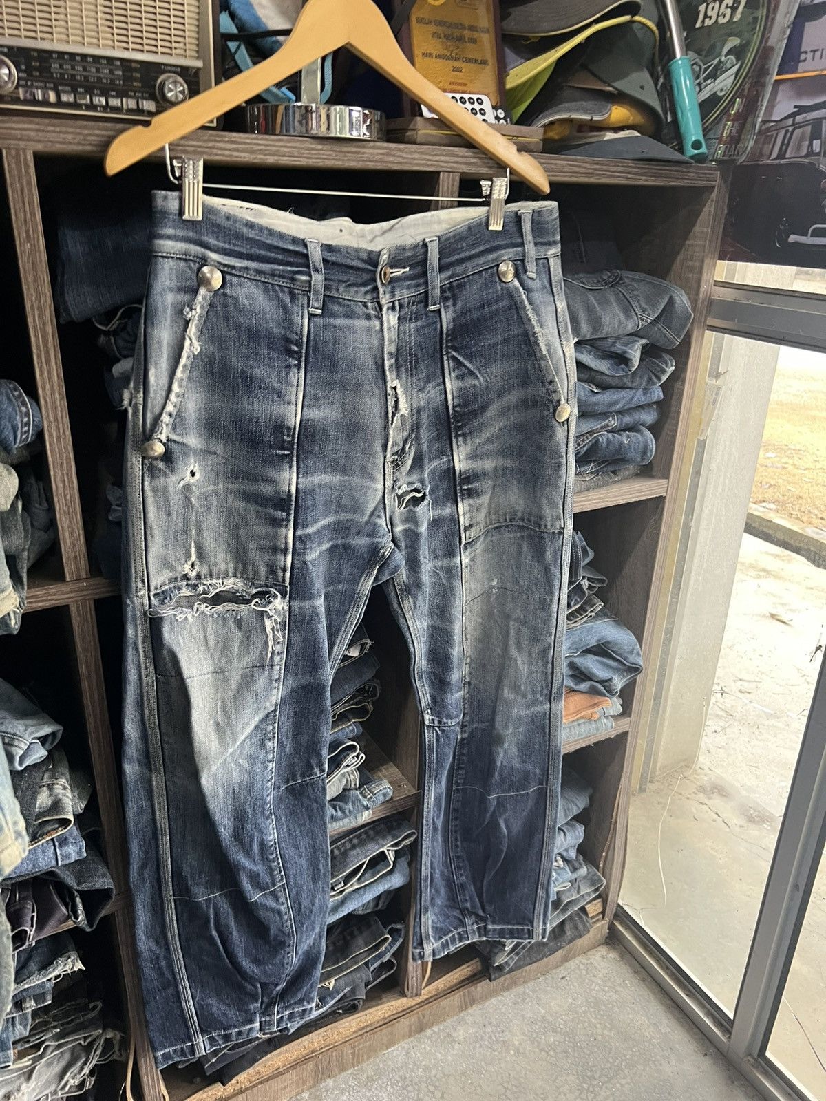 Japanese Brand 🔥Rare Gemstone Kapital Style Distressed Denim Size US 34 / EU 50 - 7 Thumbnail