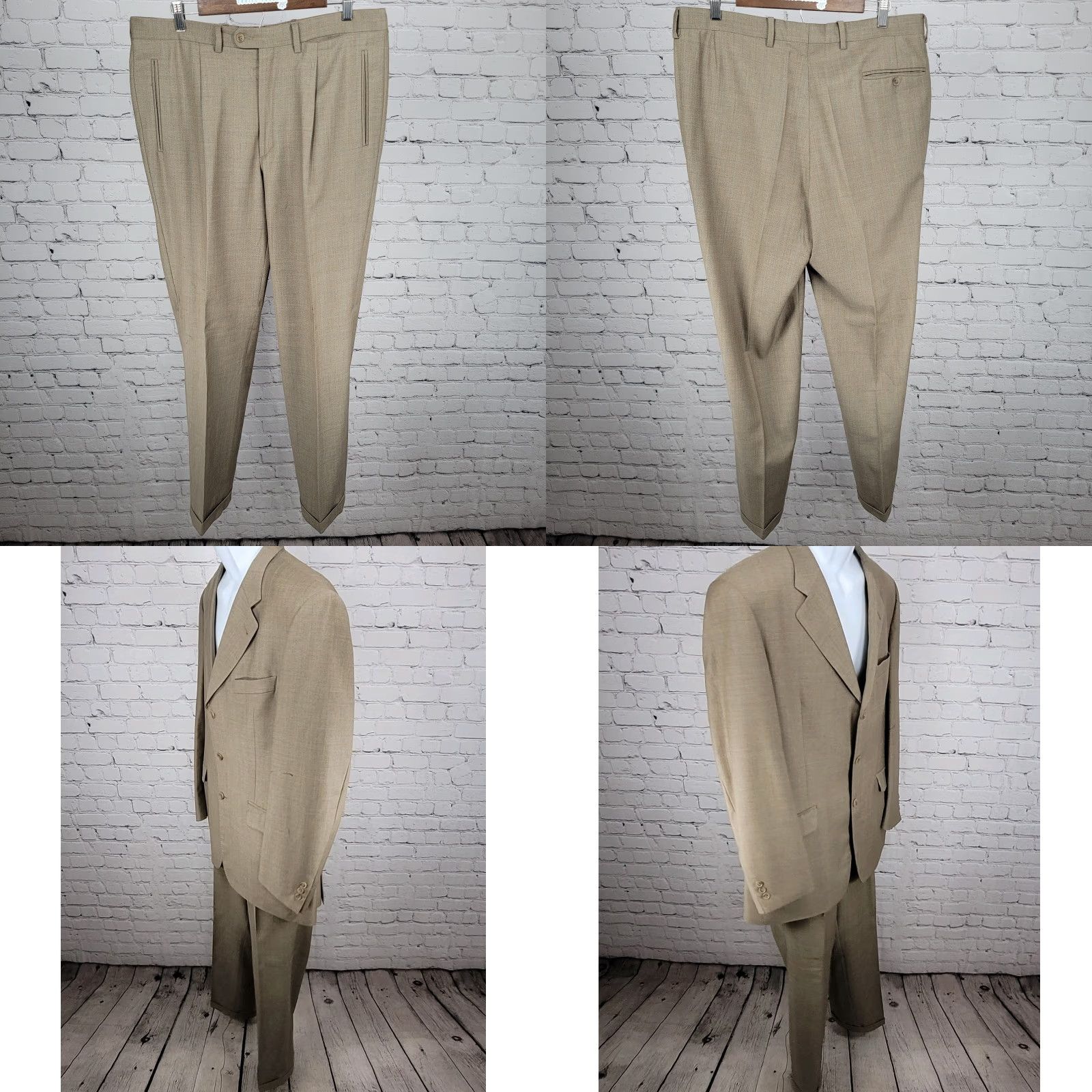 Vintage Emidio Tucci El Corte Ingles Brown Wool Check Two-Piece Suit 54L US 44L (35x32) Mens Size 54R - 11 Thumbnail