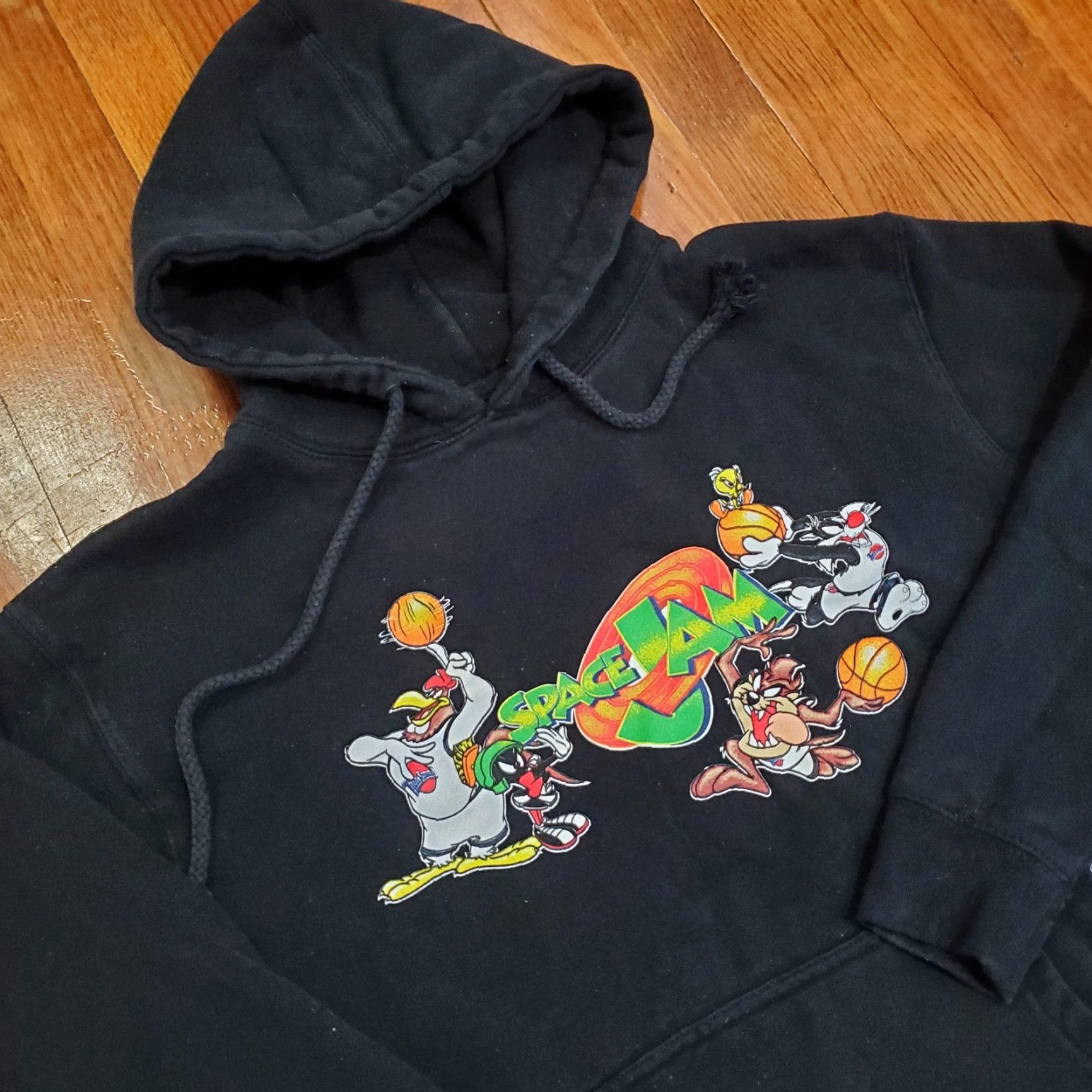 Mitchell & Ness VINTAGE Mitchell & Ness Hoodie Mens M Black Space Jam 25th Anniversary Looney Tunes Graphic Print Embroidered Logo Kangaroo Pocket Drawstring Hooded Size US M / EU 48-50 / 2 - 3 Thumbnail
