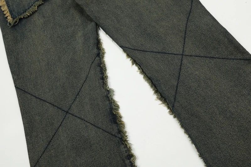 Japanese Brand × Jean Vintage Raw Jeans Trousers y2k holes pockets streetwear Size US 32 / EU 48 - 7 Thumbnail