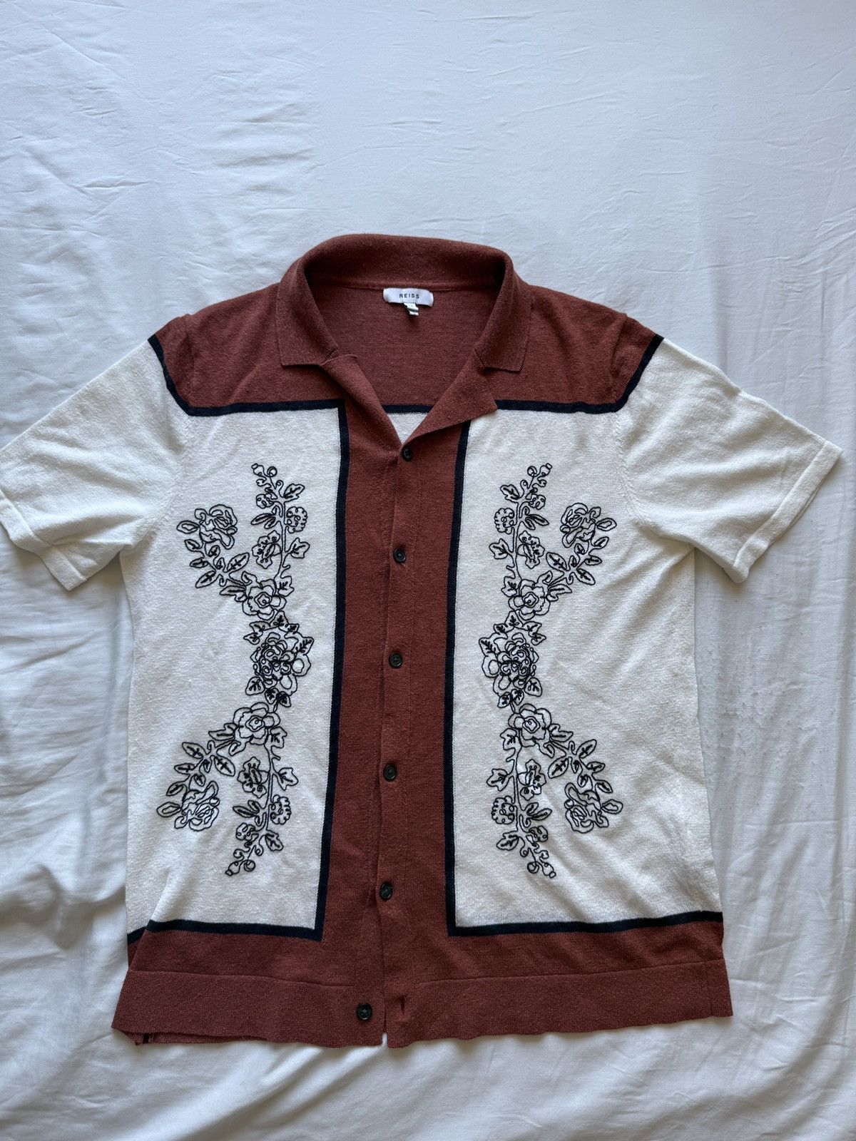 Reiss Reiss Summer Knit Flower camp shirt Size US M / EU 48-50 / 2 - 1 Thumbnail