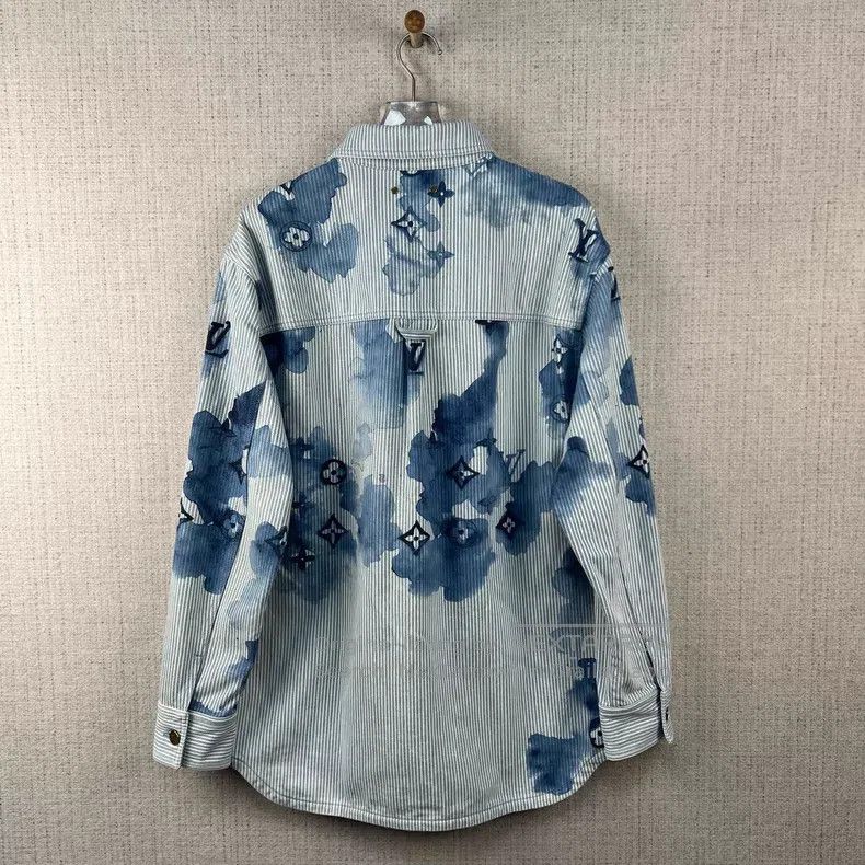 Louis Vuitton Louis Vuitton Striped Ink Logo Printed Denim Jacket Size US L / EU 52-54 / 3 - 2 Thumbnail
