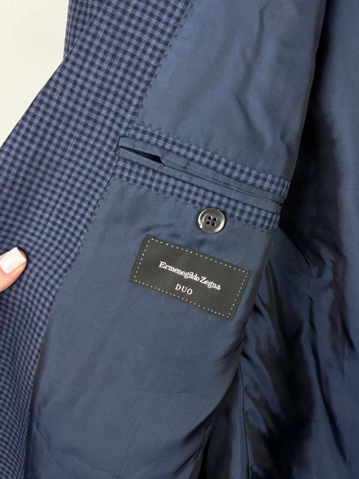 Ermenegildo Zegna Ermenegildo Zegna Duo Wool Silk Linen Checked Blazer Jacket Size 46R - 20 Thumbnail