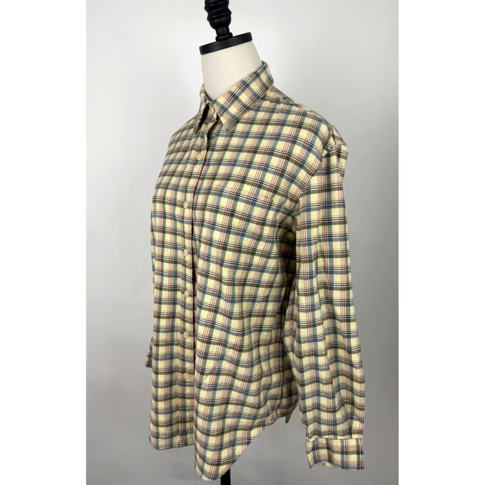Jones New York VINTAGE Jones New York Shirt Womens Medium Plaid Yellow Cotton Flannel Button-Up 90s Mom Size M / US 6-8 / IT 42-44 - 5 Thumbnail