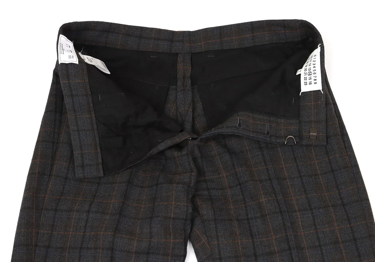Maison Margiela Wool Overcheck Tapered Pants in Gray-Brown-Blue, Size 44 Size US 28 / EU 44 - 5 Thumbnail