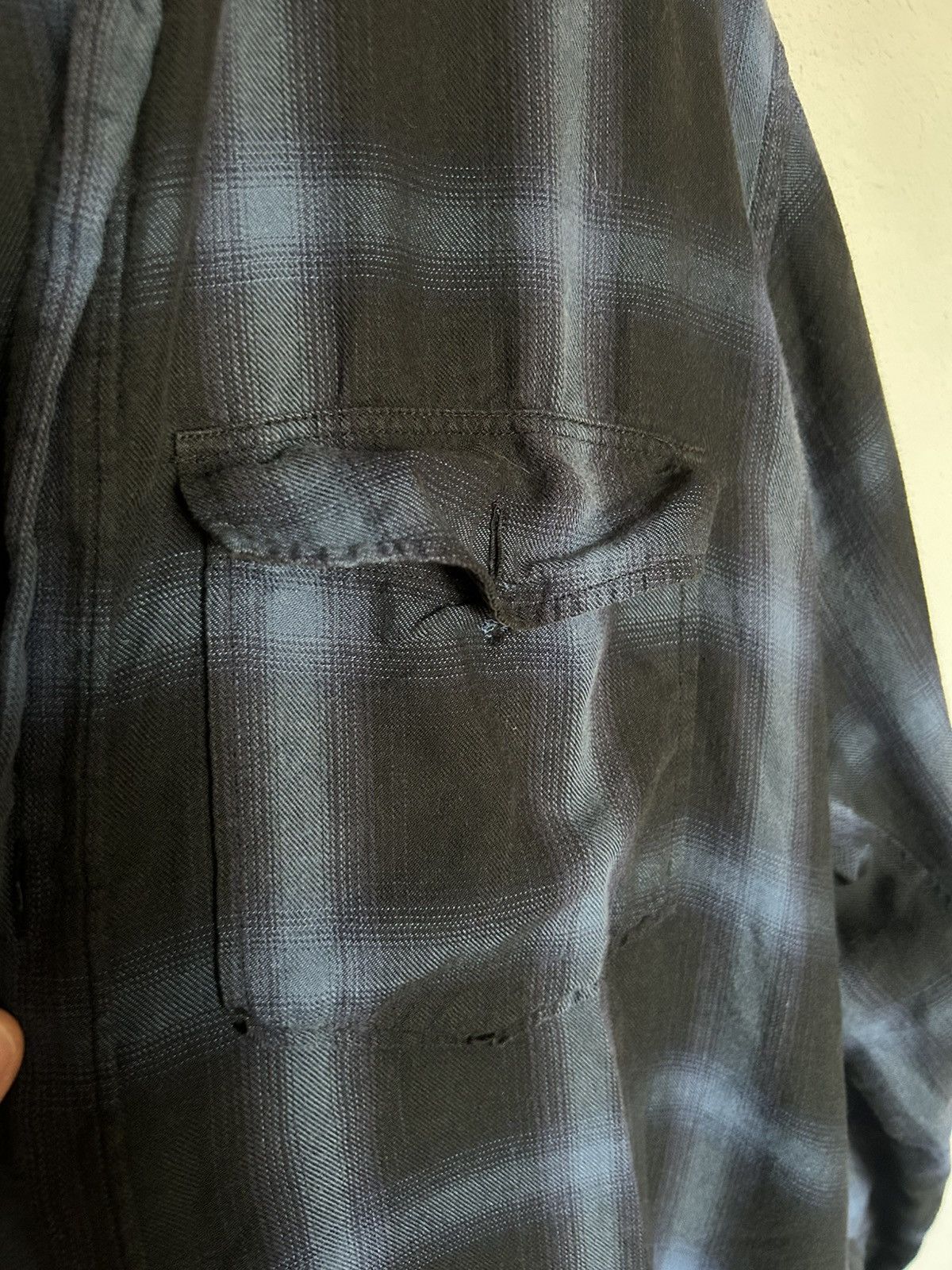 Saint Laurent Paris Saint Laurent Paris Black & Blue Distressed Flannel Size US XS / EU 42 / 0 - 5 Thumbnail