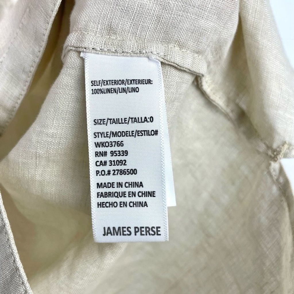 James Perse NEW James Perse Natural Tan Boxy Linen Shirt Size 0 Size XS / US 0-2 / IT 36-38 - 5 Thumbnail