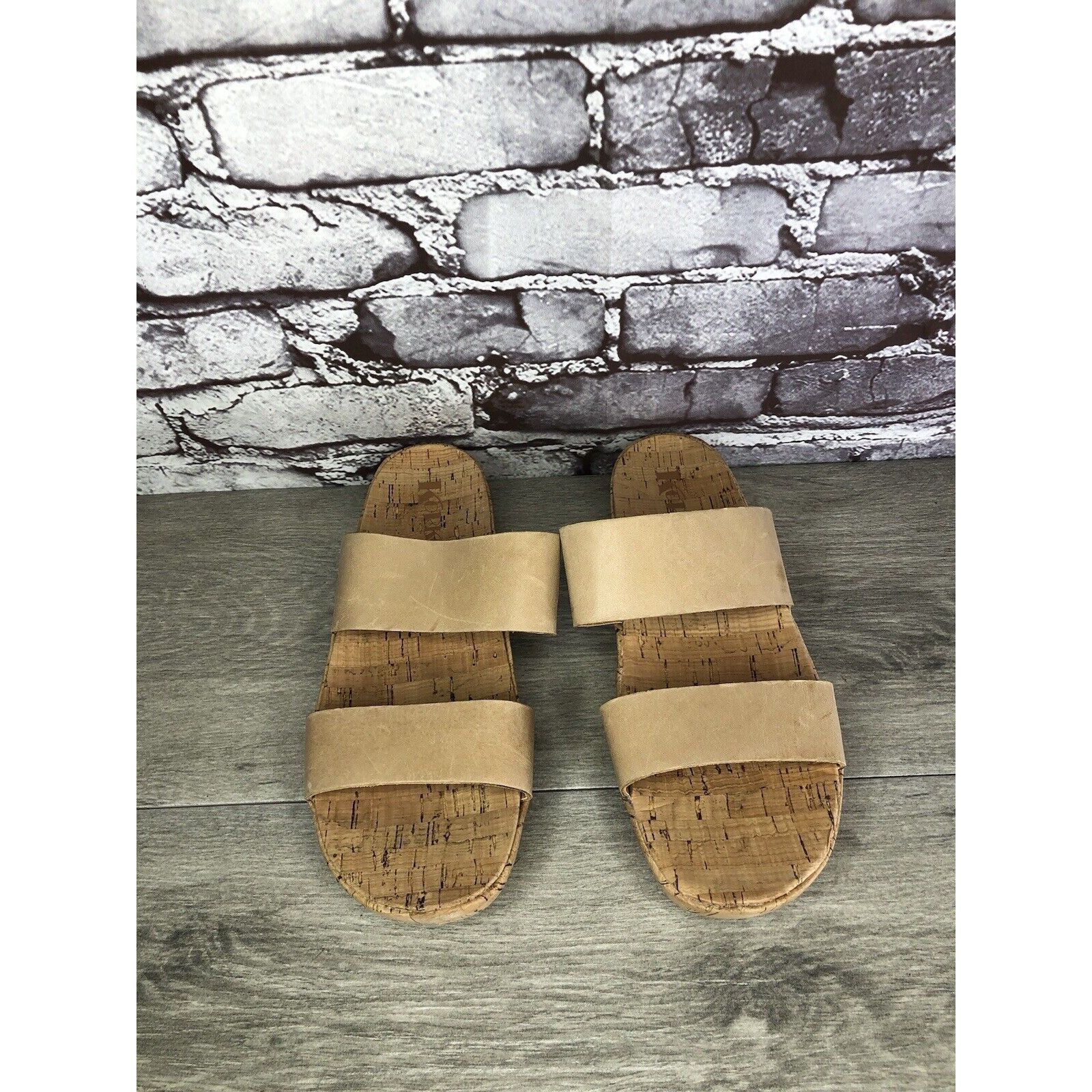 Other Korks Nude Leather Slip On Slides Cork Casual Wedge Shoes Wo Size US 9 / IT 39 - 11 Thumbnail