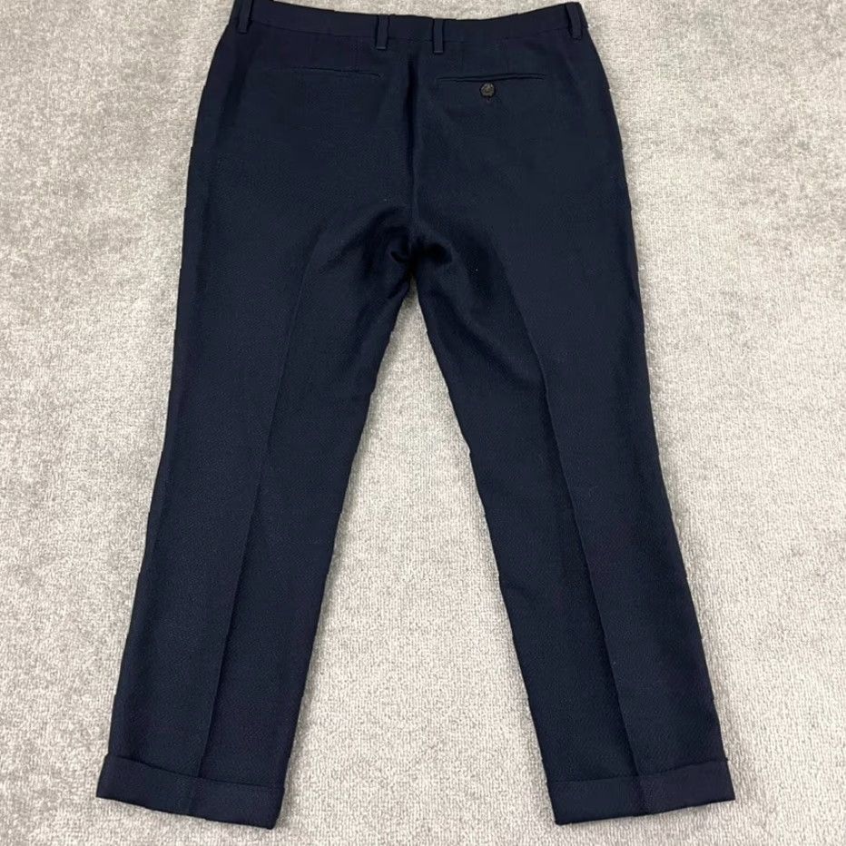 Ted Baker TED BAKER Pants Mens 36 R x 28.5" Navy Blue Pleated Dress Business Trousers Size US 36 / EU 52 - 6 Thumbnail