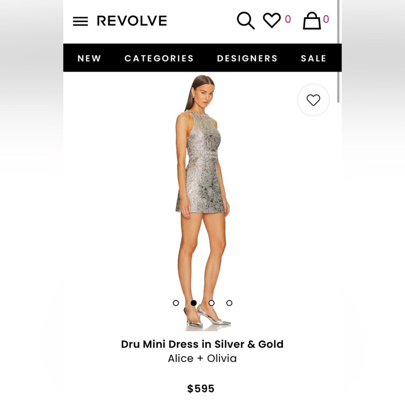 image of Alice Olivia Alice & Olivia Mini Dress Org. $595!! in Silver, Women's (Size Medium)
