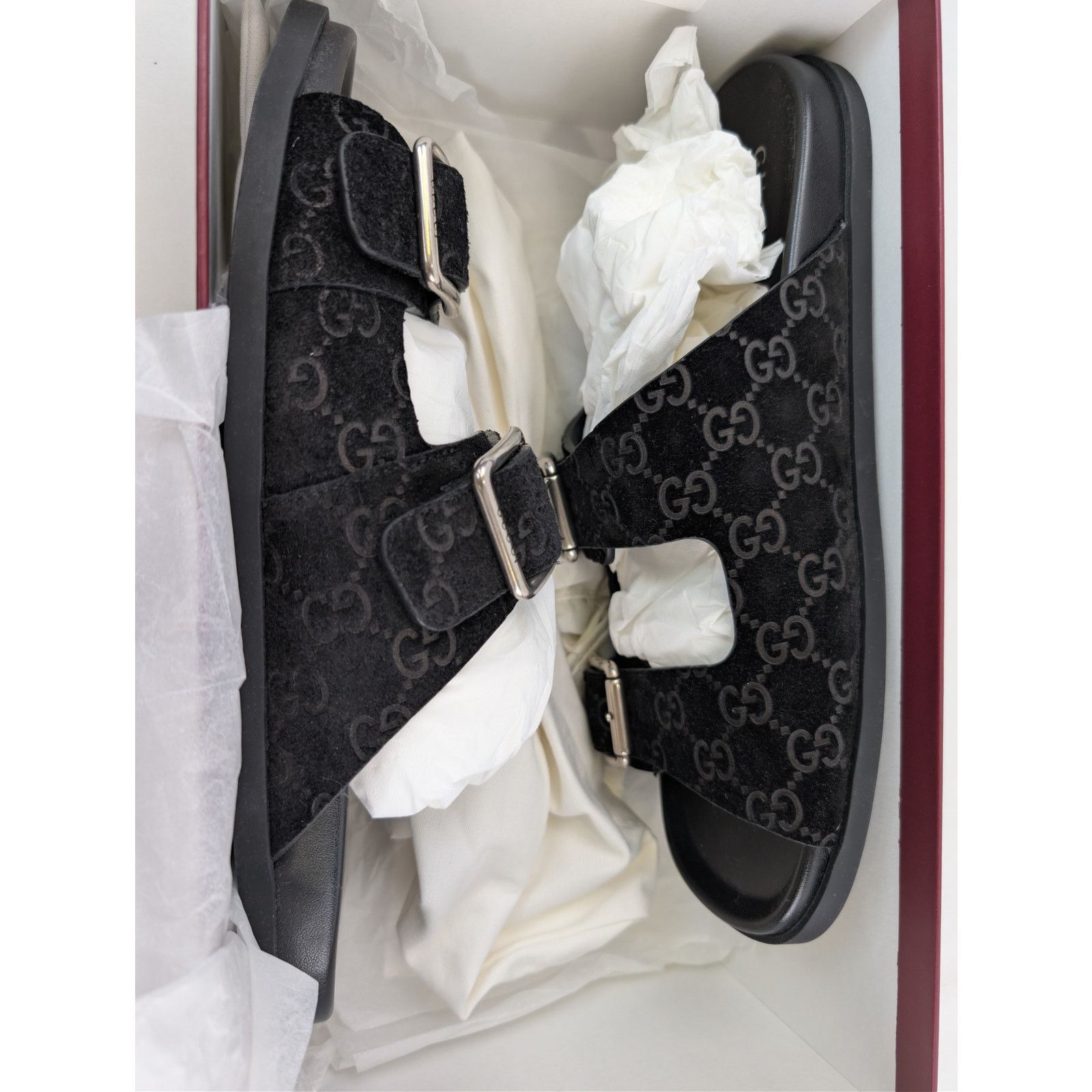 Gucci o1rshd1 GG Suede Slide Sandals in Black Size US 11.5 / EU 44-45 - 18 Thumbnail