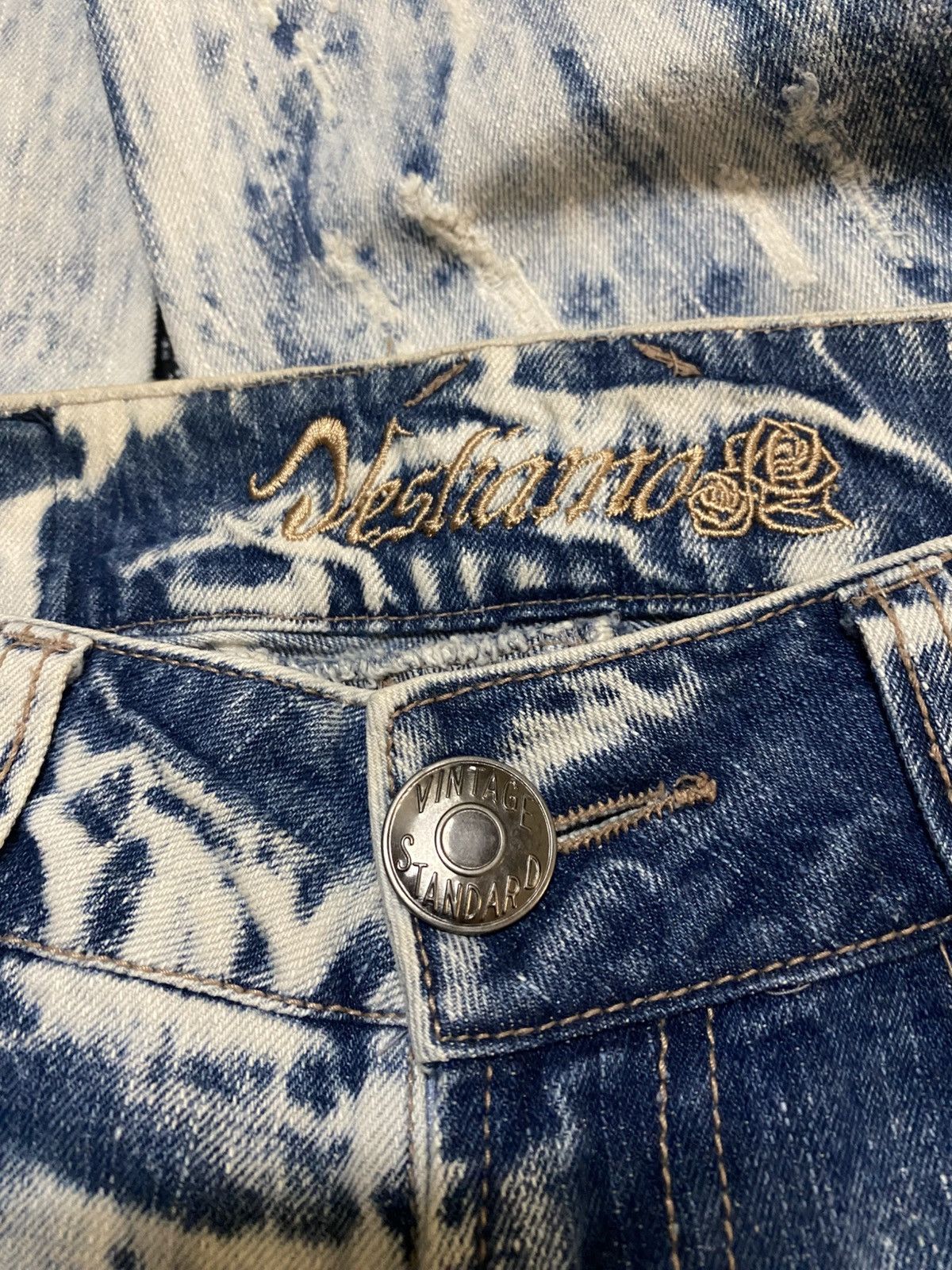 Japanese Brand Vestiamo Acid Wash Patchwork Distressed Jens Size US 30 / EU 46 - 7 Thumbnail