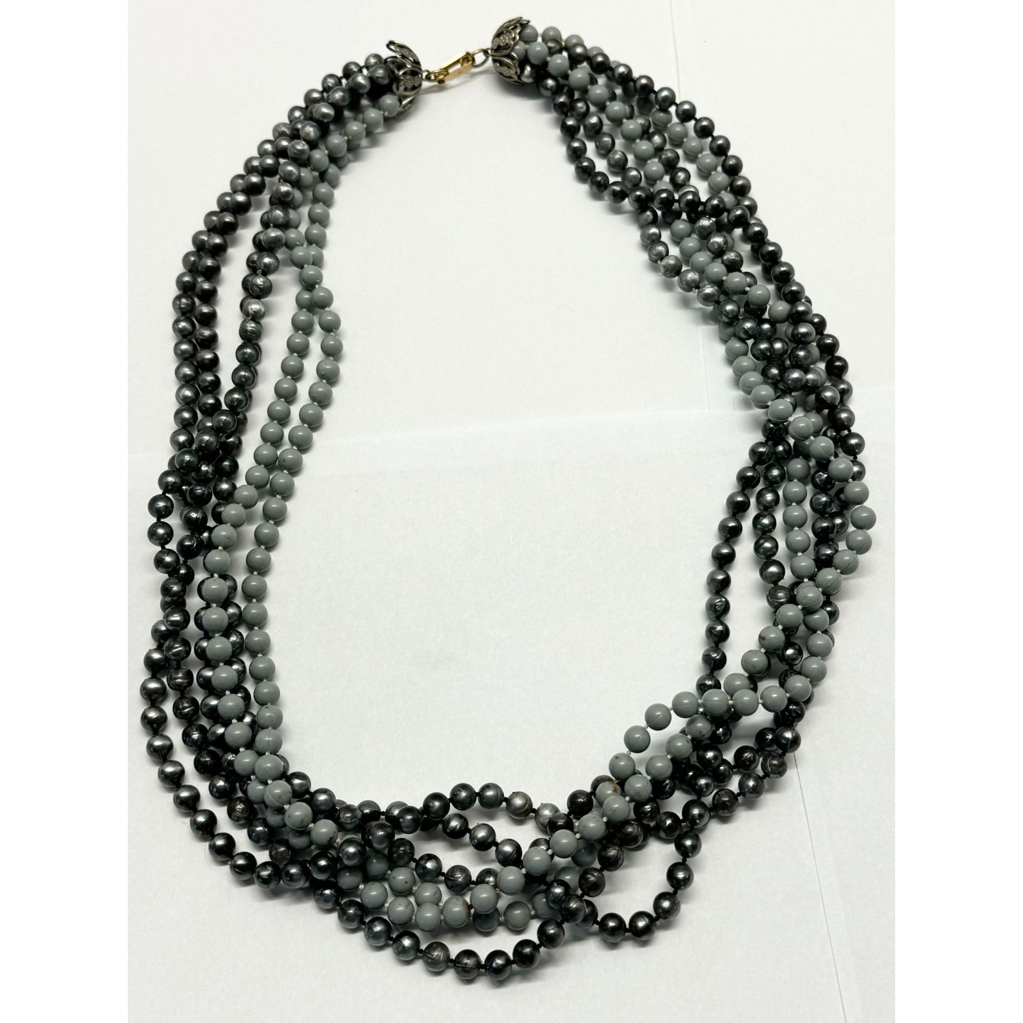 Vintage Vintage blue gray beaded multi strand necklace Size ONE SIZE - 1 Thumbnail