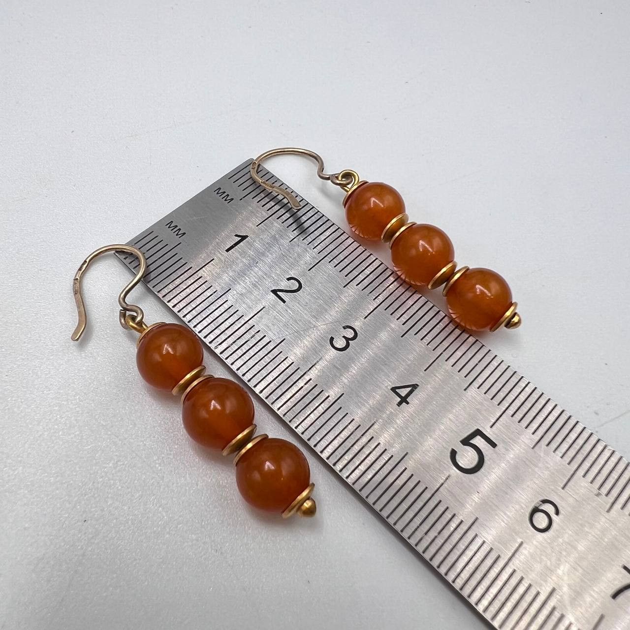 Jewelry Vintage USSR Earrings Gold Plated Silver 875 Baltic Amber Size ONE SIZE - 7 Thumbnail
